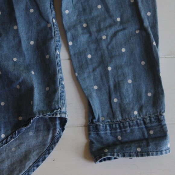 Abercrombie Kids Denim Chambray Button Down With Polka Dots - Picture 3 of 7